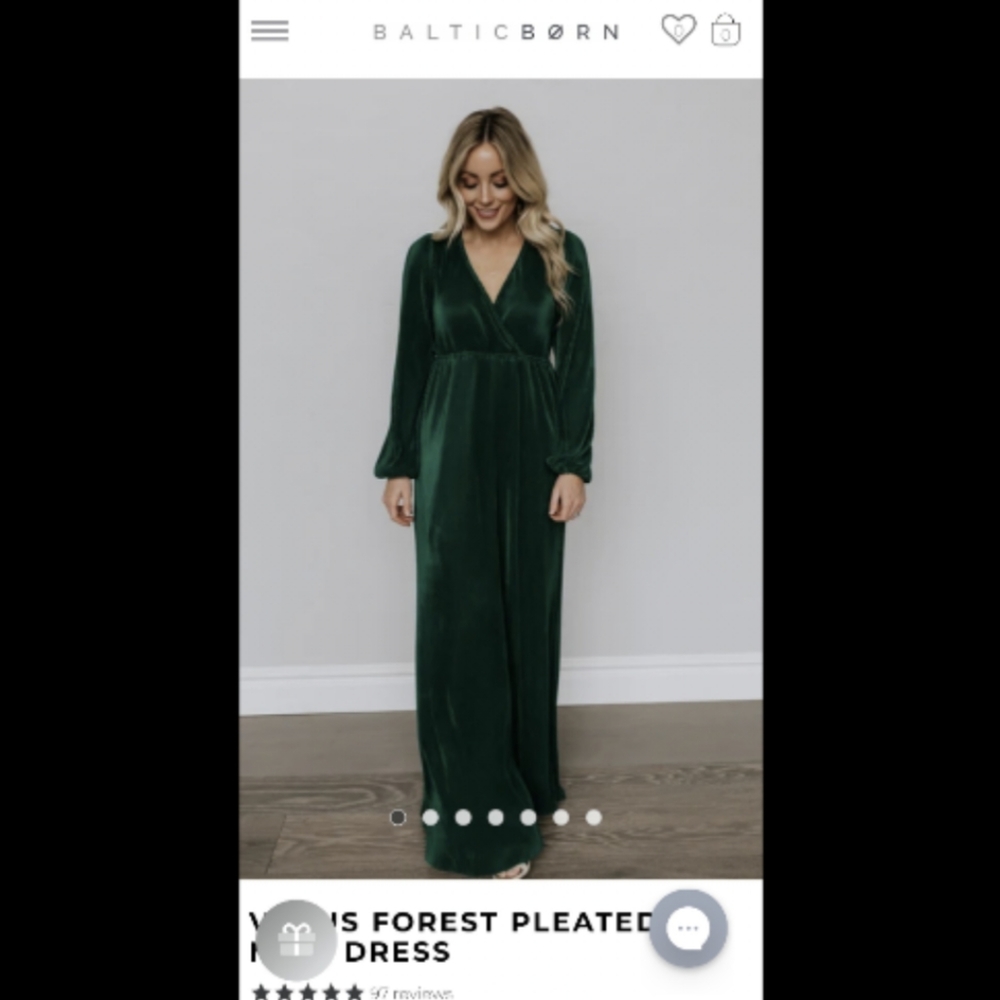 Baltic Born Venus Forest Green Pleated Maxi Dress